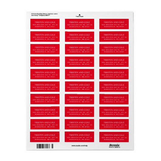 Étiquette d'adresse de retour de vacances festive (Feuille entière)