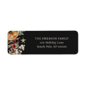 Étiquette d'adresse de retour de vacances Noir (Devant)