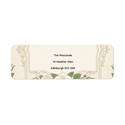 Étiquette d'adresse de retour de verdure florale i (Devant)