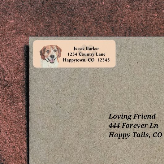 Étiquette d'adresse de retour de visage de Beagle