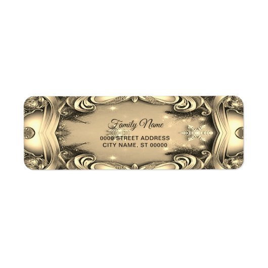Étiquette d'adresse de retour décorative or (Devant)