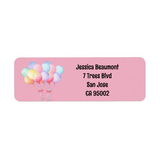 Étiquette d'adresse de retour des ballons mignons (Devant)