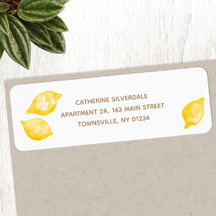 Étiquette d'adresse de retour des citrons d'aquare