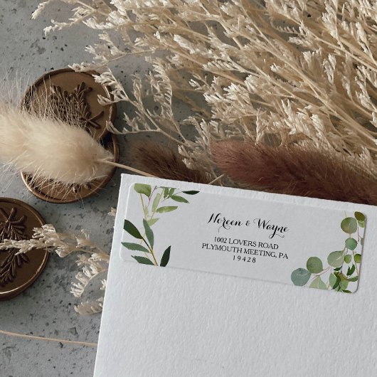 Étiquette d'adresse de retour des Feuilles verts t