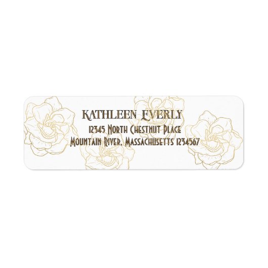 Étiquette d'adresse de retour des fleurs d'or (Devant)