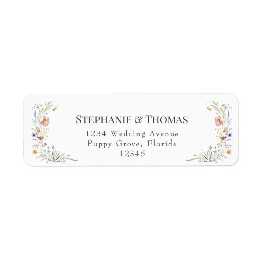 Étiquette d'adresse de retour des Fleurs sauvages (Devant)