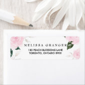 Étiquette d'adresse de retour des Roses d'aquarell (En situation)