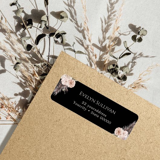 Étiquette d'adresse de retour des roses tropicaux