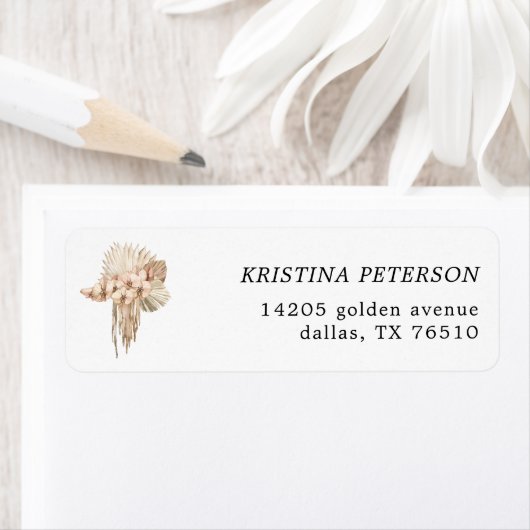 Étiquette d'adresse de retour d'herbe de Pampas bo (En situation)