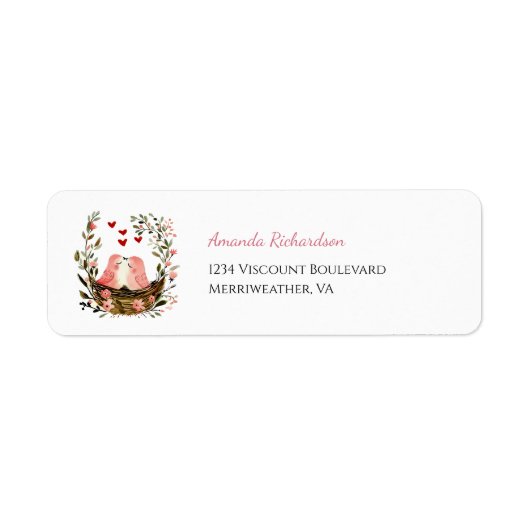 Étiquette d'adresse de retour d'oiseaux amoureux c (Devant)