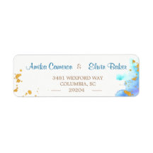 Étiquette d'adresse de retour Dolphin bleu aquarel