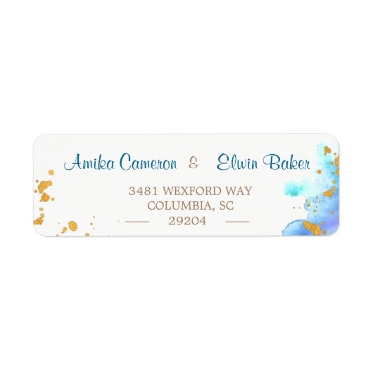 Étiquette d'adresse de retour Dolphin bleu aquarel (Devant)