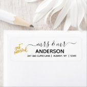 Étiquette d'adresse de retour d'or juste marié per (En situation)