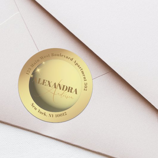 Étiquette d'adresse de retour dorée fausse scintil