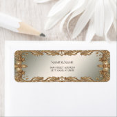 Étiquette d'adresse de retour du cadre orange or (En situation)