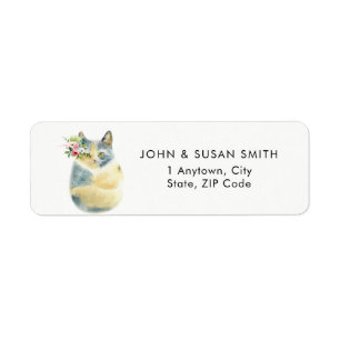 étiquette d'adresse de retour du chat bleu mignon
