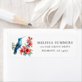 Étiquette d'adresse de retour du colibri bleu (En situation)