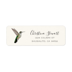 Étiquette d'adresse de retour du Colibri d'Anna