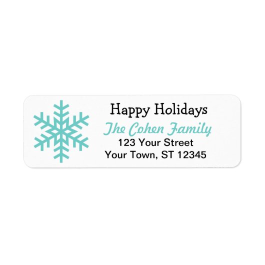 Étiquette d'adresse de retour du flocon de neige H (Devant)