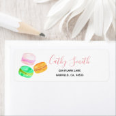 étiquette d'adresse de retour du macaron français (En situation)