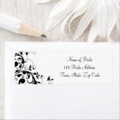 Étiquette d'adresse de retour du Mariage Black Whi (En situation)