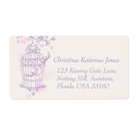 Étiquette d'adresse de retour du mariage de cage d (Devant)