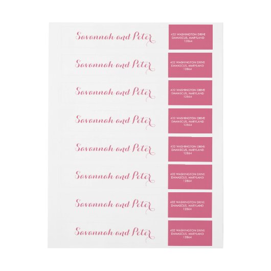 Étiquette d'adresse de retour du Mariage de script (Feuille)