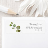 Étiquette d'adresse de retour du Mariage Eucalyptu (En situation)