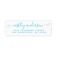Étiquette d'adresse de retour du nom d'encre bleu 