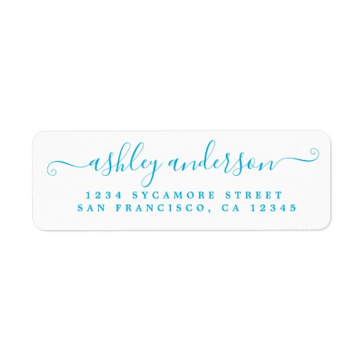 Étiquette d'adresse de retour du nom d'encre bleu (Devant)
