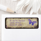 Étiquette d'adresse de retour du papillon pourpre  (En situation)