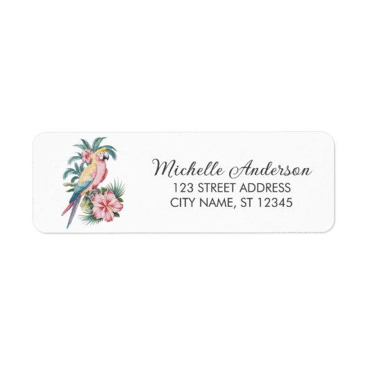 Étiquette d'adresse de retour du perroquet et de l (Devant)