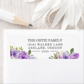 Étiquette d'adresse de retour du Rose d'aquarelle (En situation)