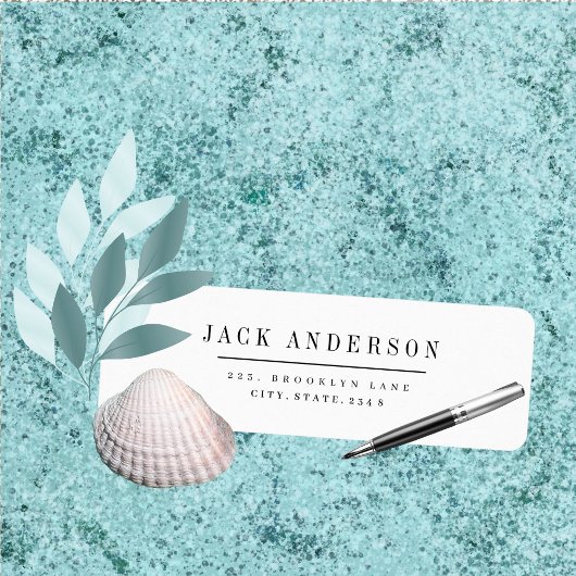 Étiquette d'adresse de retour élégante en noir et 