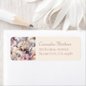 Étiquette d'adresse de retour élégante florale ros (En situation)