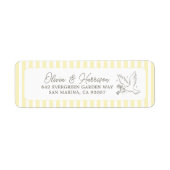 Étiquette d'adresse de retour élégante rayée jaune (Devant)