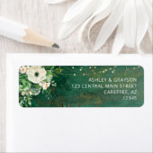 Étiquette d'adresse de retour élégante vert émerau (En situation)