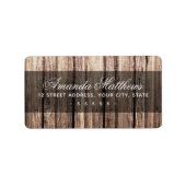 Étiquette d'adresse de retour en bois brun patiné (Devant)