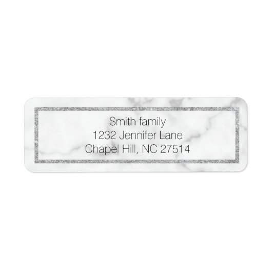 Étiquette d'adresse de retour en marbre et argent (Devant)