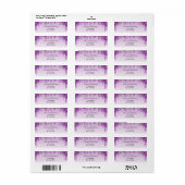 Étiquette d'adresse de retour en paillettes violet (Feuille entière)