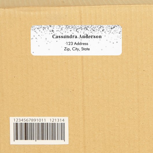 Étiquette d'adresse de retour en strass argenté bl