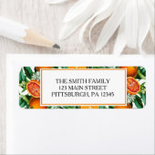 Étiquette d'adresse de retour encadrée Feuilles or (En situation)