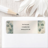 Étiquette d'adresse de retour Eucalyptus Gris Bleu (En situation)