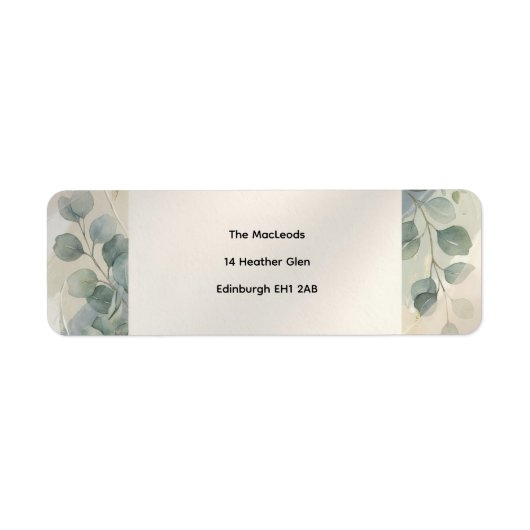 Étiquette d'adresse de retour Eucalyptus Gris Bleu (Devant)