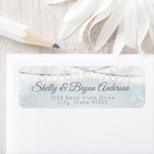 Étiquette d'adresse de retour Fancy Lights & Snowf (En situation)