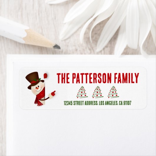 Étiquette d'adresse de retour Festin Christmas Sno (En situation)