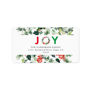 Étiquette d'adresse de retour Festive Joy Elegant