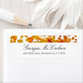 Étiquette d'adresse de retour Feuilles rouges oran (En situation)