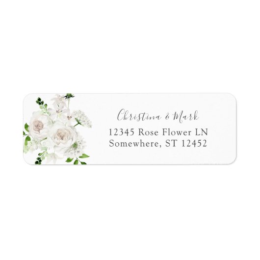 Étiquette d'adresse de retour Fleur Blanche 2 (Devant)