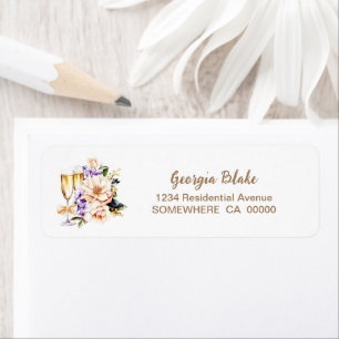 Étiquette d'adresse de retour Fleur de Pêche Verre